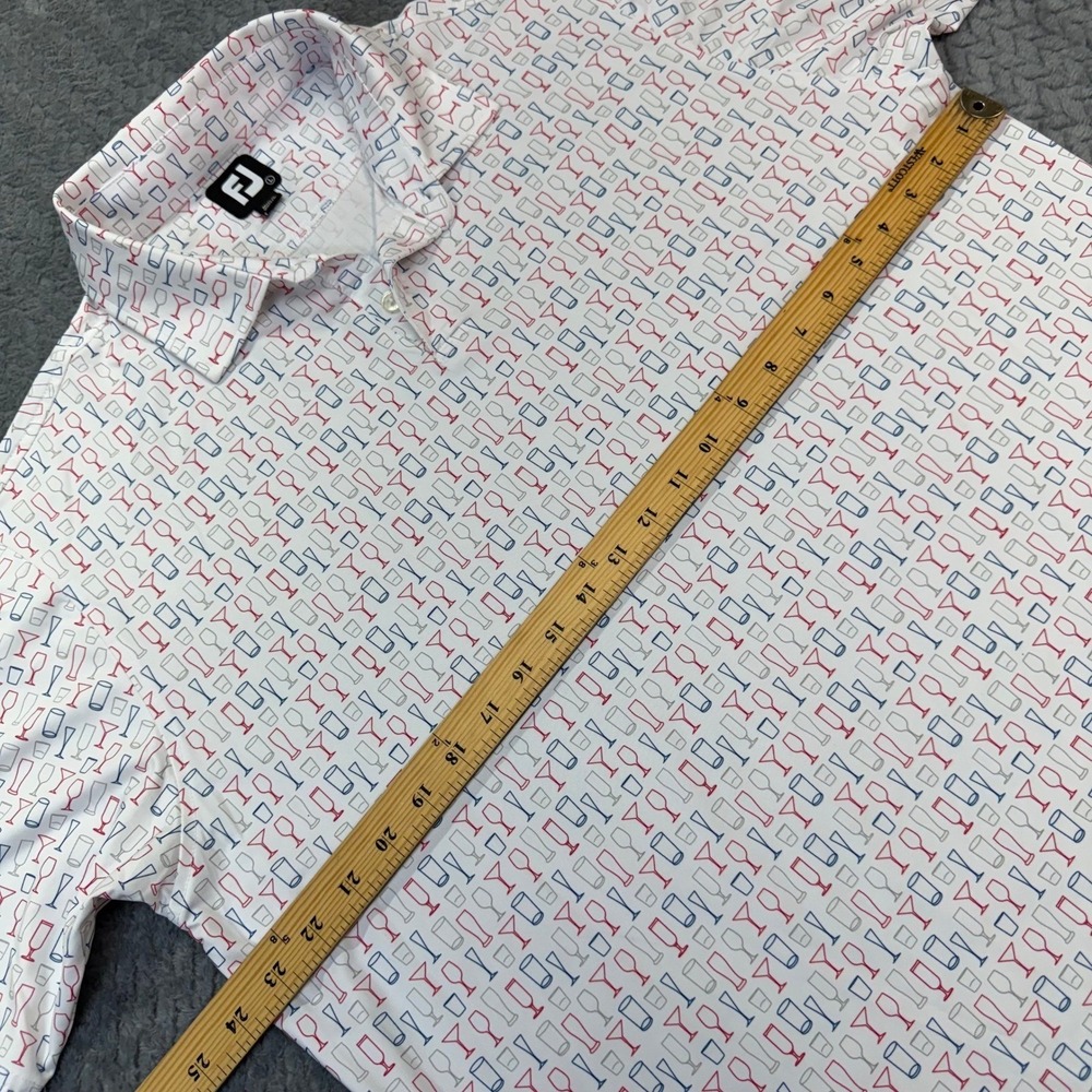 FootJoy Golf Polo Mens Large White Cocktail Glass Print Performance 28470 - Picture 8 of 10